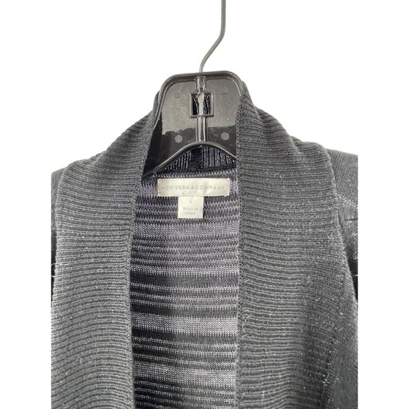 New York & Co Black Open Drape Front Sleeveless Knit Cardigan Sweater Size S - Picture 4 of 13